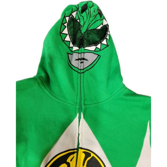 Mighty Morphin Power Rangers Costume Hoodie Full Zip Mens Small Green - Picture 3 of 7